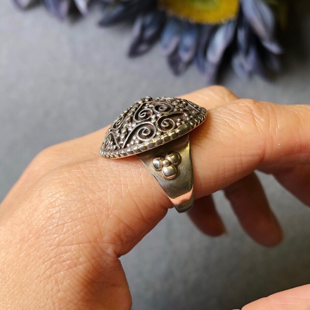 Clearancesterling Silver Engraved Ring - image 2